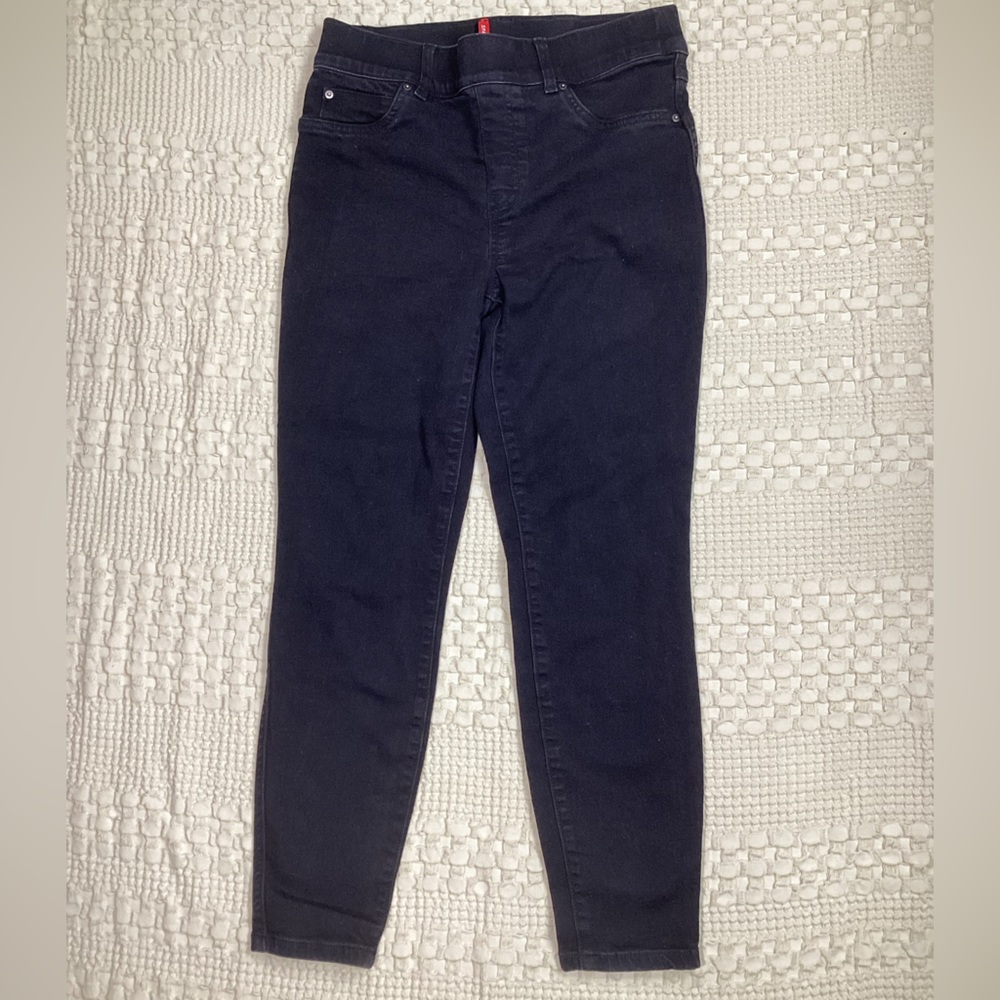 Spanx Ankle Skinny Jeans Slimming Distressed Black Medium Petite MP‎